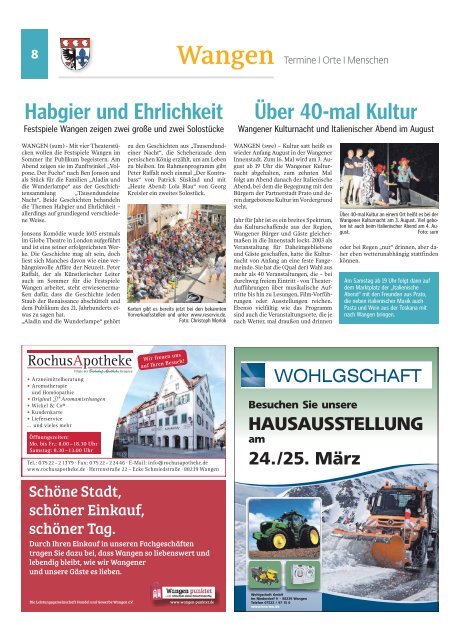 09.03.2018 Wangen Unsere Region, unser Allgäu