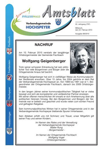 Wolfgang Geigenberger - Verbandsgemeinde Hochspeyer
