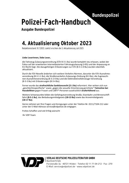 PolFHa Übersicht Aktualisierungen Bundespolizei