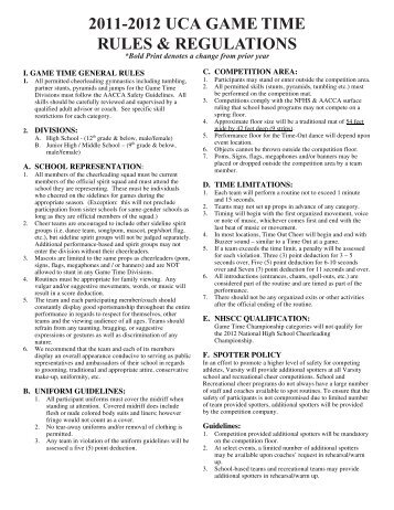 2011-2012 UCA GAME TIME RULES & REGULATIONS - Universal ...