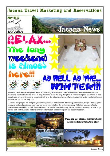 News letter - Draft 1 - May - 2012 - Jacana Travel Marketing Jacana ...