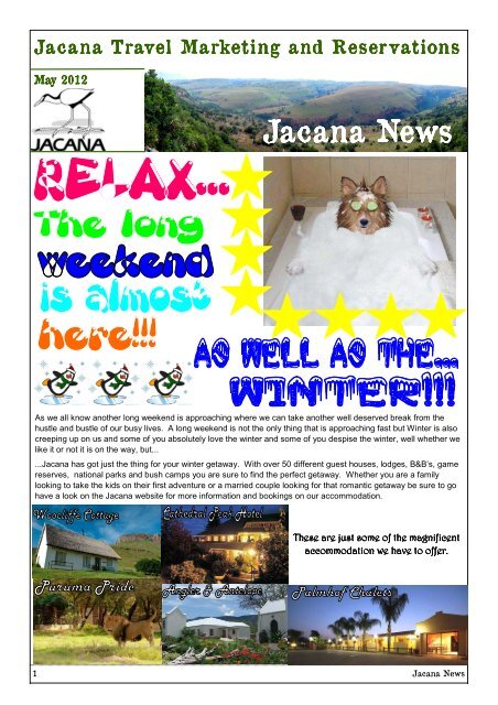 News letter - Draft 1 - May - 2012 - Jacana Travel Marketing Jacana ...