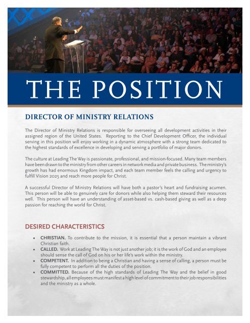 Leading the Way Director of Ministry Relations Oppty Profile