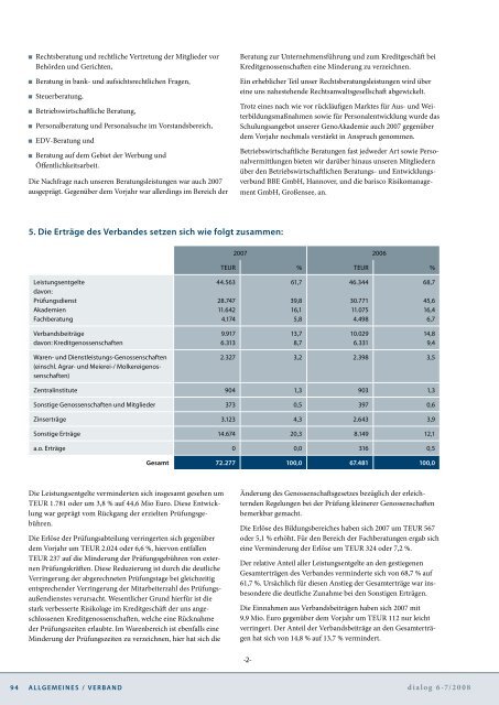 Jahresbericht 2007 - Genossenschaftsverband eV