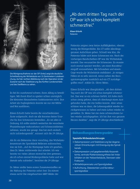 Spezialklinik für Orthopädie, Sportmedizin und Unfallchirurgie – Klinikmagazin Hellersen Insight 01/2021