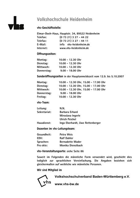 Volkshochschule Heidenheim - Stadt Heidenheim