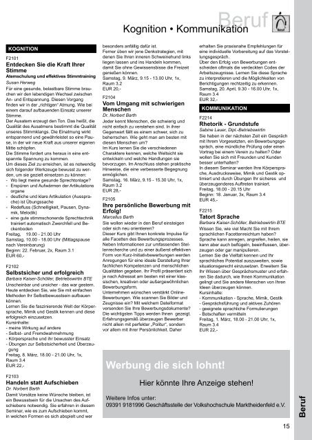 Programmheft Frühjahr/Sommer 2013 - VHS Marktheidenfeld - Stadt ...