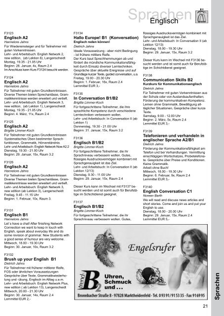 Programmheft Frühjahr/Sommer 2013 - VHS Marktheidenfeld - Stadt ...