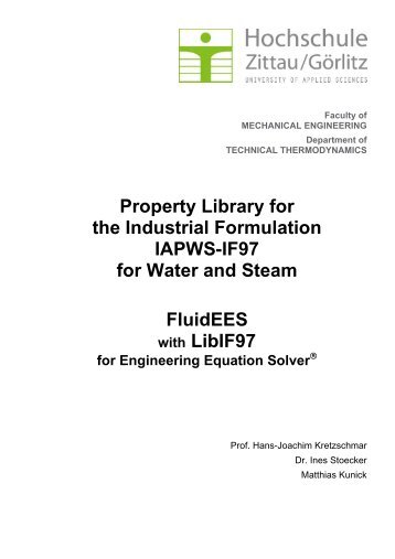 Property Library for the Industrial Formulation IAPWS-IF97 for Water ...