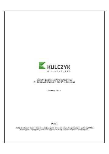AIF KOV za 2010 - PL - dokument glowny.pdf - Kulczyk Oil Ventures