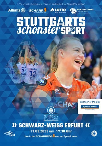 Spieltagsheft Allianz MTV Stuttgart vs. Schwarz-Weiß Erfurt Volleyball Bundesliga 11.03.2023