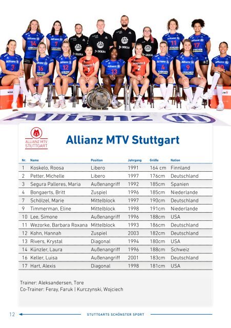 Spieltagsheft Allianz MTV Stuttgart vs. Schwarz-Weiß Erfurt Volleyball Bundesliga 11.03.2023