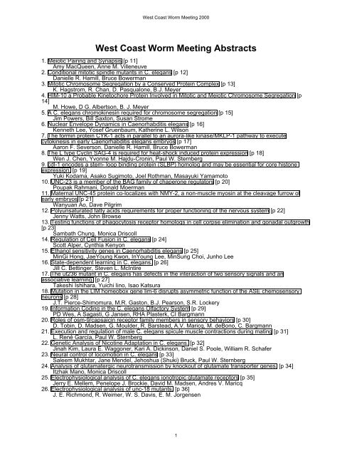 West Coast Worm Meeting Abstracts - Caenorhabditis elegans ...