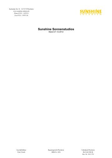 Sunshine Sonnenstudios - Sunshine Solarien