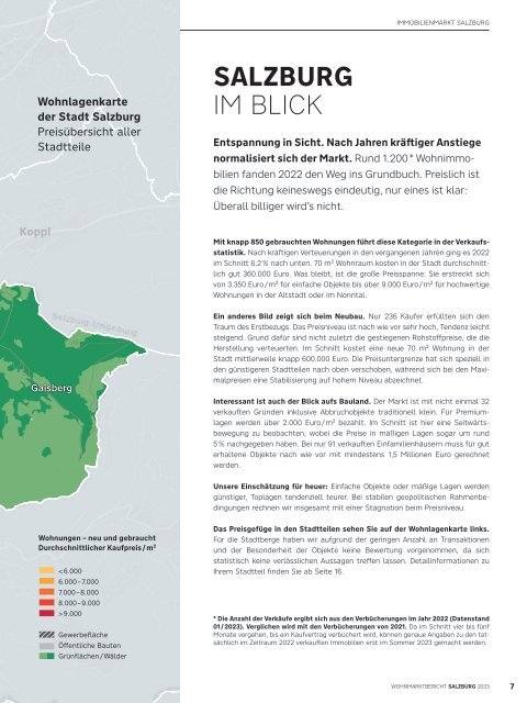 Wohnmarktbericht Salzburg Stadt 2023