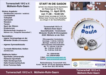 Turnerschaft 1912 e.V. Mülheim-Ruhr-Saarn START IN DIE SAISON