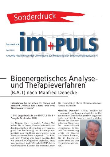 im PULS + - Vereinigung zur Förderung der Schwingungsmedizin