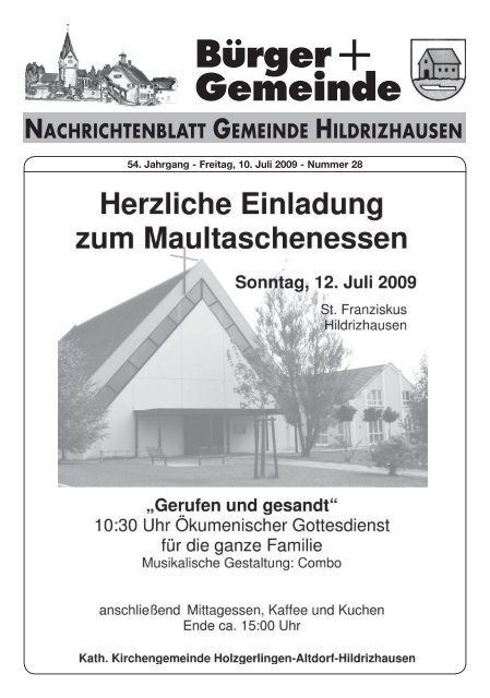 Bürger Gemeinde NACHRICHTENBLATT ... - Hildrizhausen