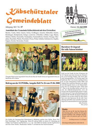 Mitteilungen - Gemeinde Käbschütztal