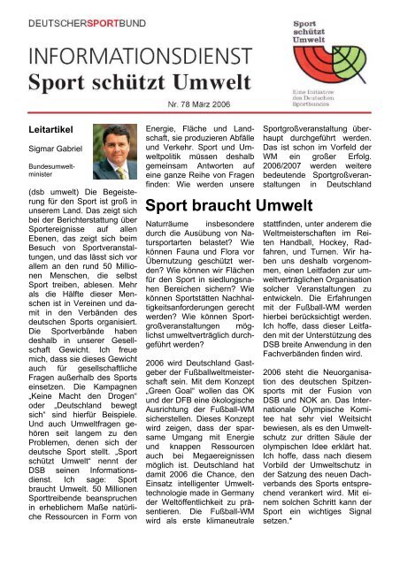 Sport braucht Umwelt - Der Deutsche Olympische Sportbund