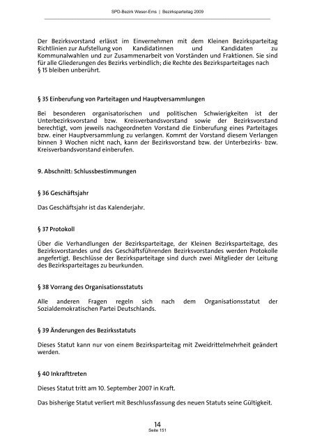 Geschäftsbericht 2007-2009 - SPD-Bezirk Weser-Ems