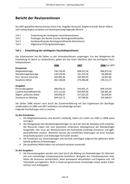 Geschäftsbericht 2007-2009 - SPD-Bezirk Weser-Ems