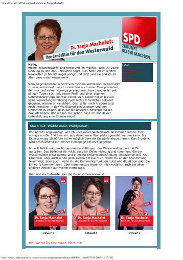 Newsletter der SPD-Landratskandidatin Tanja Machalet