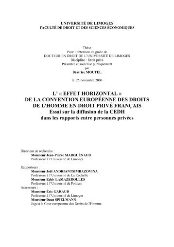 L 'effet horizontal de la - Epublications - Université de Limoges