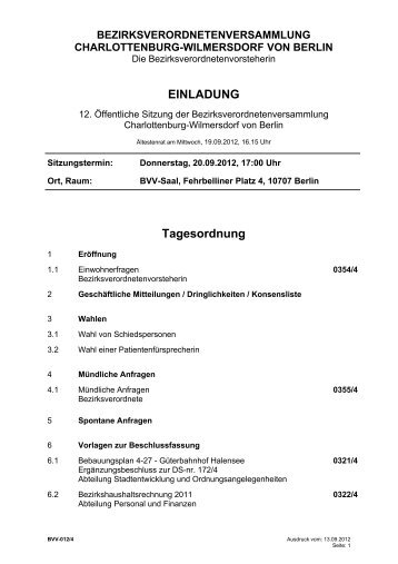 Tagesordnung - Piratenfraktion Charlottenburg-Wilmersdorf