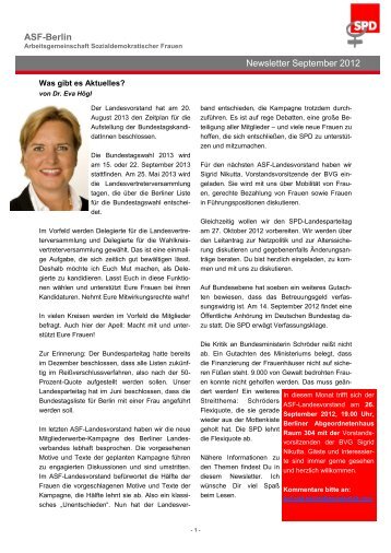 ASF-Berlin Newsletter September 2012