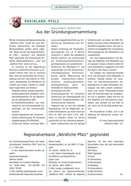 Ausgabe 06/2005 - Bund Deutscher Forstleute (BDF)