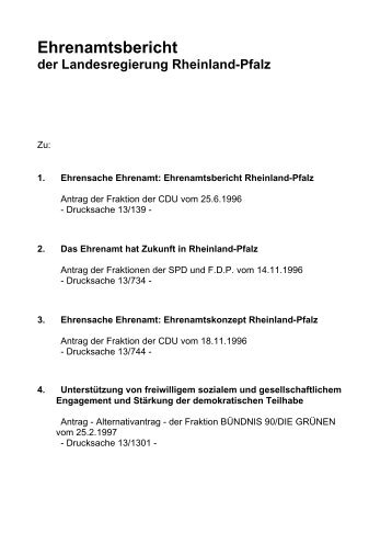 Ehrenamtsbericht der Landesregierung Rheinland-Pfalz - beim ...