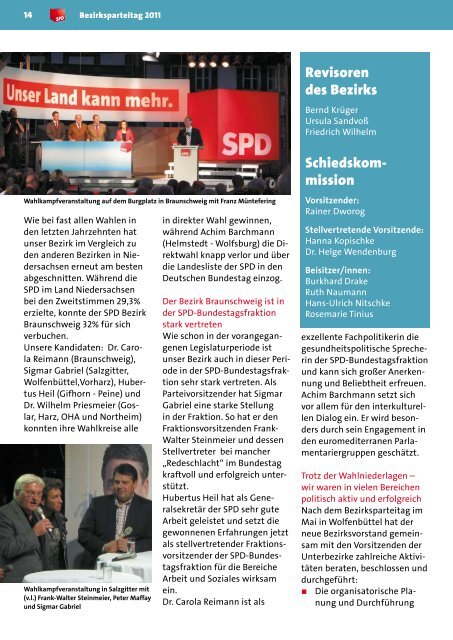 Berichtsheft zum Bezirksparteitag 2011 - SPD-Bezirk Braunschweig