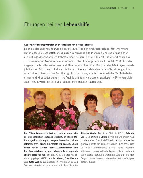 Lebenshilfe Aktuell 4/2005 - Lebenshilfe Bad Tölz-Wolfratshausen