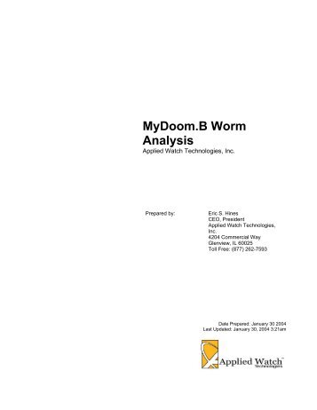 MyDoom.B Worm Analysis - SANS Internet Storm Center