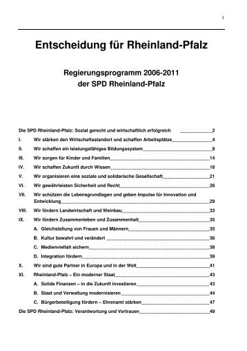 Regierungsprogramm der SPD Rheinland-Pfalz für die Landtagswahl