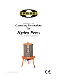 Operating Instructions for Hydro Press - Speidel Tank