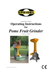 Operating Instructions for Pome Fruit Grinder - Speidel Tank