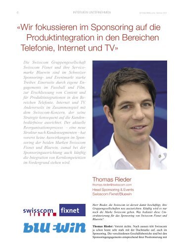 «Wir fokussieren im Sponsoring auf die Produktintegration in den ...