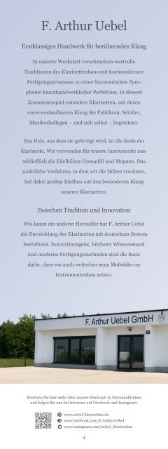 F. Arthur Uebel Katalog Klarinetten - Deutsches System 2023