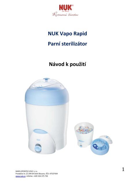 NUK Vapo Rapid Parní sterilizátor Návod k použití