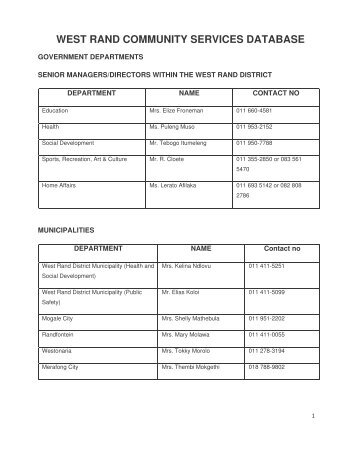 West Rand Community Services Database.pdf - West Rand District ...