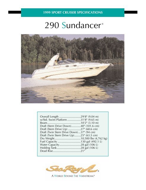290 sundancer® • sport cruiser • 1999 specifications - Sea Ray Boats