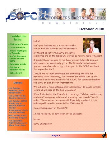 SOPC Newsletter October 2008 - Sopc.us