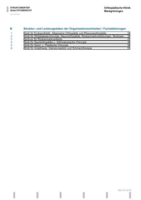 Strukturierter Qualitätsbericht 2010 - Orthopädische Klinik ...