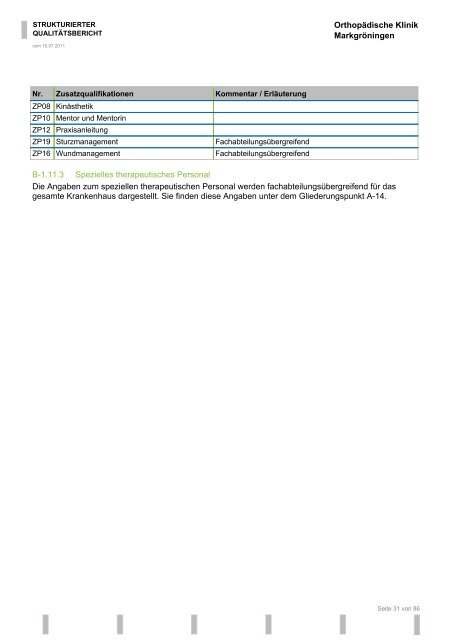 Strukturierter Qualitätsbericht 2010 - Orthopädische Klinik ...