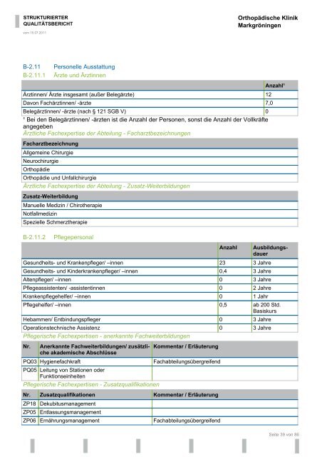 Strukturierter Qualitätsbericht 2010 - Orthopädische Klinik ...