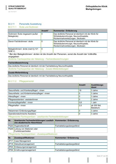 Strukturierter Qualitätsbericht 2010 - Orthopädische Klinik ...