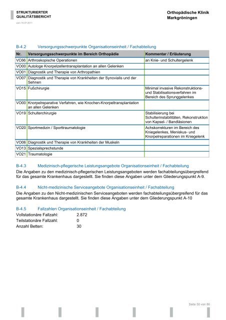 Strukturierter Qualitätsbericht 2010 - Orthopädische Klinik ...