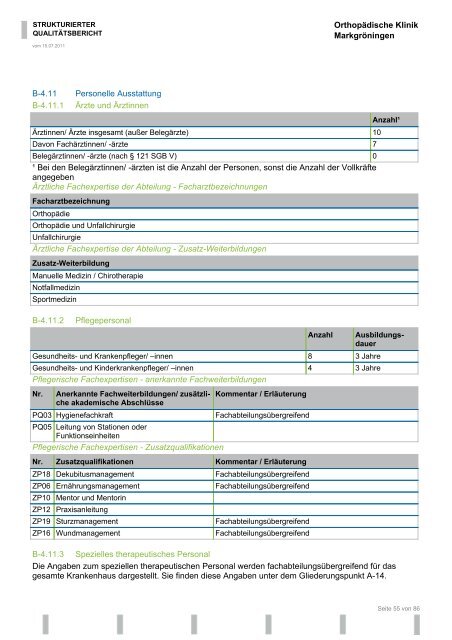 Strukturierter Qualitätsbericht 2010 - Orthopädische Klinik ...